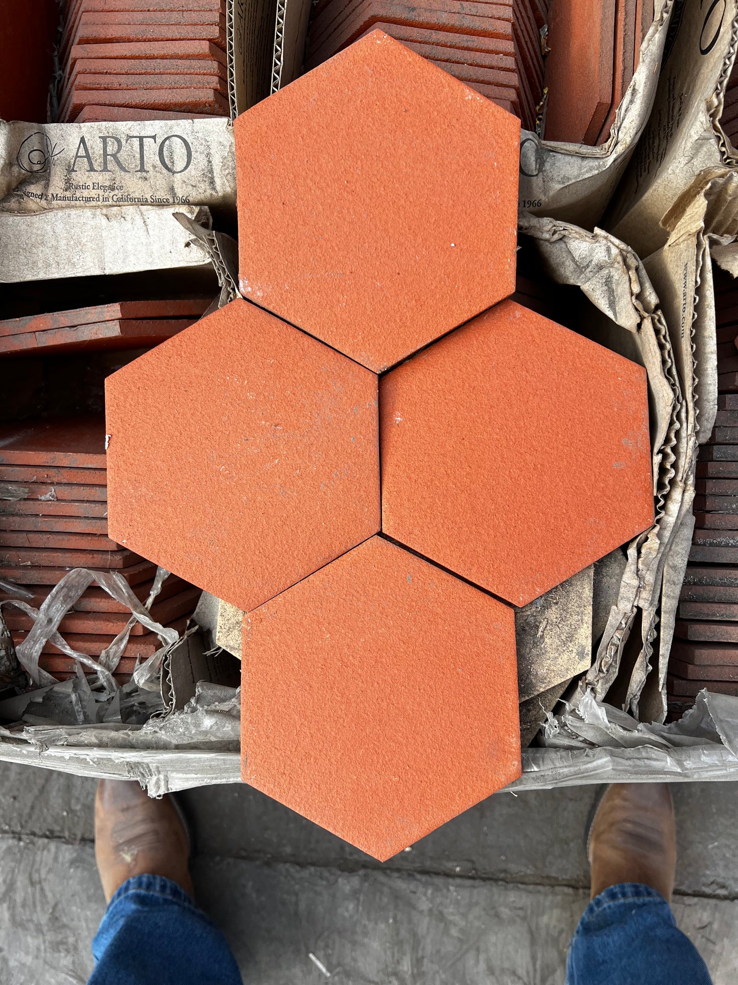 6x6 Hexagon Red Bisque 230 sqft 1st pallet