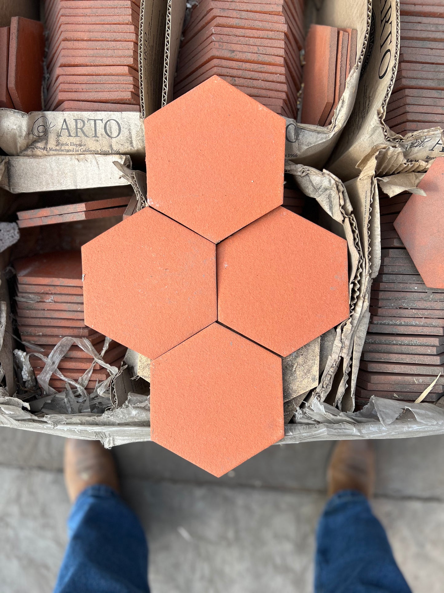 6x6 Hexagon Red Bisque 230 sqft 1st pallet